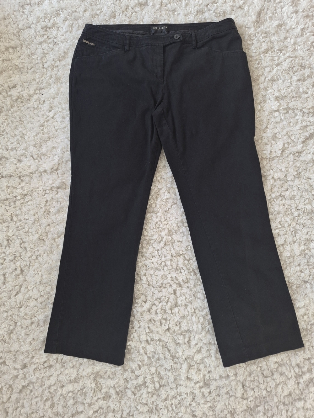 DELLA SPIGA Black Straight Leg Tailored Office Pants Cotton Workwear 16 Career